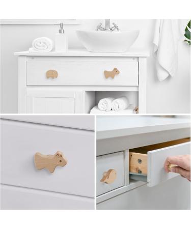 Pyrrhonian 12 STK Animal Shape Wooden Cabinet Buttons for Children's Rooms Furniture Handles with Screws - Buy Online on GoSupps.com
