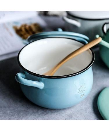 Bowl 6 Inch Binaural Soup Bowl with Lid Cute Blue Ceramic Instant Noodles Bowl Fruit Bowl Soup Pot Child Tableware Kitchenware - Buy Online on GoSupps.com