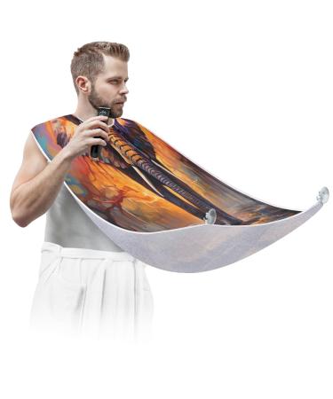 Elephant Riding Bicycle Beard Bib Apron Beard Hair Catcher for Men Shaving Fathers Day Anniversary Christmas Gifts for Dad Husband Beard Bib with 2 Suction Cups
