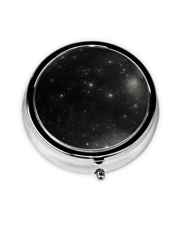 Black and White Galaxyround Pill Box 3 Compartments Round Pill Box Organizer for Purse Or Pocket Portable Travel Pill Box