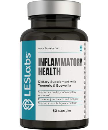LES Labs Inflammatory Health  Joint Support, Muscle Function & Relaxation, Mobility, Healthy Inflammation Response  Turmeric, Boswellia, Quercetin, Ginger & CoQ10  60 Capsules