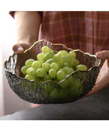 SHAOHUASC Japanese-Style Phnom Transparent Glass Bowl Irregular Vegetables Salad Bowl Home Large Fruit Dessert Bowl - Buy Online on GoSupps.com