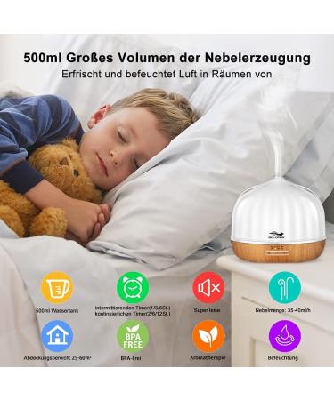 500ml Aroma Diffuser & Humidifier Automatic Shutdown Waterless Operation Silent Multi-Color LED Light for Essential Oils - Shop Internationally! - Buy Online on GoSupps.com