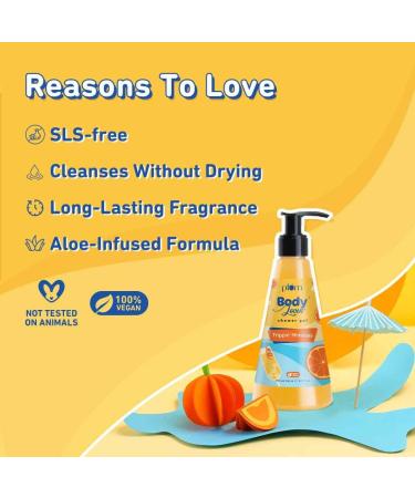 Pl.um BodyLovin Trippin Mimosas Shower Gel - SLS-Free Body Wash for Women | Nourishing Aloe Infused Cleanser | Fresh Citrusy Fragrance | 240 ml - Buy Online on GoSupps.com