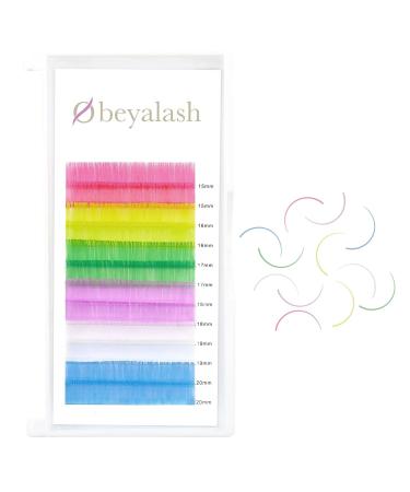 Colored Lash Extensions Classic Mix 6 Colors Rainbow Pink Yellow Green Purple White Blue Color Lashes Extension Obeyalash Colored Individual Eyelash Extension 0.07 D Curl (Mixed Candy Color 14mm) 0.07D 14mm Mix Candy Color