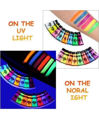 AOOWU UV Glow Face Body Paint Set - 16 Neon Fluorescent Colors - Non-Toxic Makeup Kit for Adults & Kids - Perfect for Parties & Carnivals - Buy Online on GoSupps.com