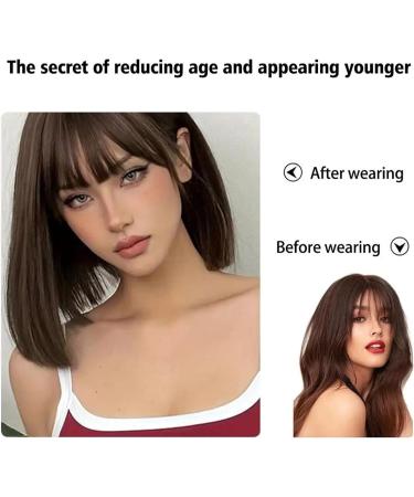 Bangs Hair Clip Air Bangs Wig For Women With Natural Front Forehead Invisible Hair Patch Round Face French Bangs Fake Bangs Bangs Clip in Hair(Color:Light Brown) - Buy Online on GoSupps.com