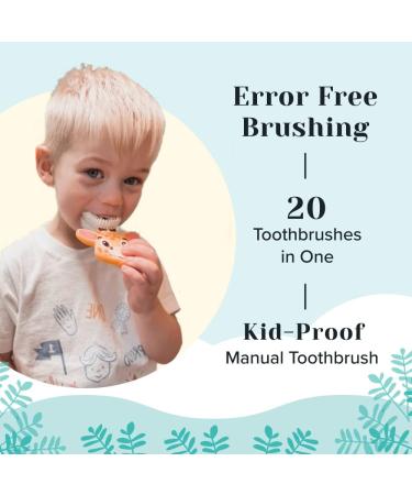 AutoBrush Kids U-Shaped Toothbrush with Soft Nylon Bristles - Ages 3-5, Giraffe Design - Buy Online on GoSupps.com