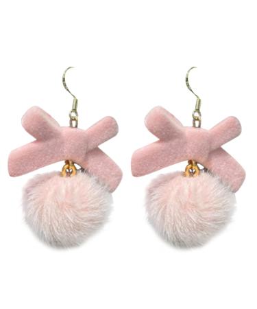 Feyley earrings 1 pair of exaggerated all-matched earrings plush bowknot ear jewelry niche temperament earrings for New Year's birthday gift rose