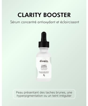 S rum Visage D pigmentant 30ml et Anti-taches aux Exosomes de Pomme Niacinamide et Vitamine C | Vegan | Clarity Booster | divain.Care Clarity BOOSTER 30 ml | S rum concentr anti-taches avec 10 % de niacinamide + acide az la que + vitamine C | Teint unifor - Buy Online on GoSupps.com