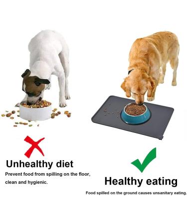 Emwel Dog & Cat Waterproof Non-Slip Silicone Feeding Mat 47x30cm - Gray - Perfect Pet Food & Water Bowl Underlay - Buy Online on GoSupps.com