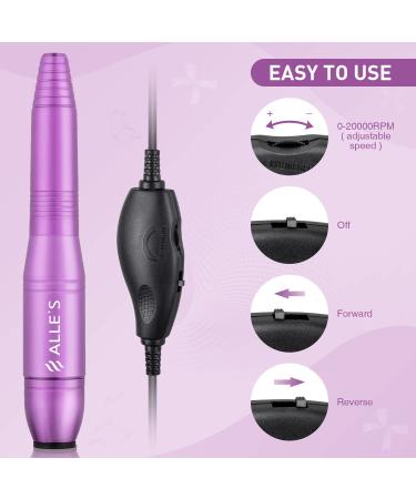 All's Electric Nail Cutter - 20 000 RPM Professional Nail Drill for Gel Nails | Portable Manicure & Pedicure Kit with Grinding Tapes & Brush - Purple Violet - Buy Online on GoSupps.com