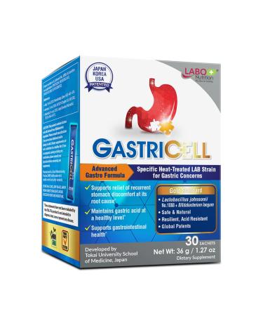 GASTRICELL - Eliminate H. Pylori, Relieve Acid Reflux and Heartburn, Regulate Gastric Acid - Targets The Root Cause of Recurring Gastric Problems, Natural Defence Against Gastric Distress -30 sachets 1