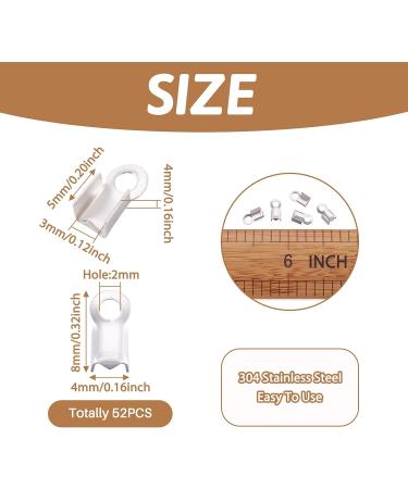 Pandahall 50pcs 304 Stainless Steel Fold Over Crimp Cord Ends for Jewelry Making 8x4mm - Buy Online on GoSupps.com