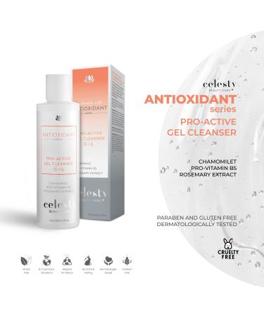 Celesty Beauty Gel Face Cleanser - ProActive Daily Face Wash with Orange Peel Oil Chamomile Pro Vitamin B5 Rosemary Extract - Natural and Pure Ingredients - Remove Dead Skin Cells Without Drying - Buy Online on GoSupps.com
