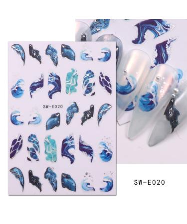 Marble Nail Art Stickers Decals Cyan Blue Gold Stripe Line - 6 Sheets - Buy Online on GoSupps.com
