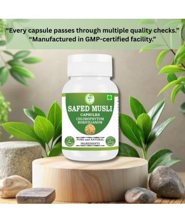 Safed Musali Capsules 500 mg 120 Veg Capsules | Chlorophytum Borivilianum Extract | Natural Herbal Supplement | Plant-Based | Pack of 2 120 Count (Pack of 1) - Buy Online on GoSupps.com