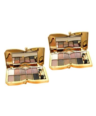 FRCOLOR 2pcs Eyeshadow Flash Glitter Colors Makeup and Shadow Brush Mirror with # Colorful Eye 1 count (Pack of 1) As Shownx2pcs