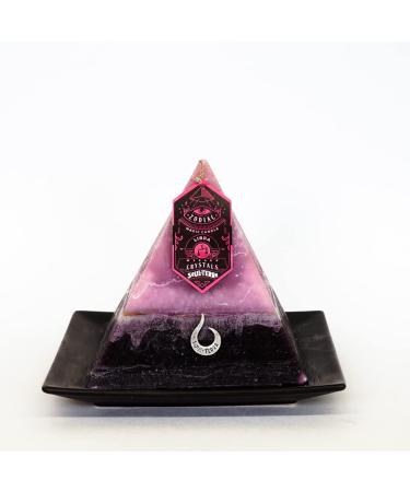 Soul-Terra Libra Zodiac Mystery Crystal Pyramid Candle-Real Crystals Rings Amulets and/or Runes Inside-12 Zodiacs-Natural Hemp Wick-75 Hours Burn Time-Candles with Healing Crystals