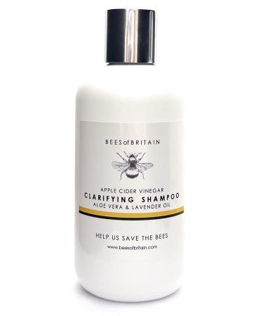 99% Natural CLARIFYING SHAMPOO - APPLE CIDER VINEGAR ALOE VERA and LAVENDER - 250 ml - by BEES of BRITAIN - Free from Sulfates Parabens Silicone. We Donate 5% of Profits to Save the Bees.