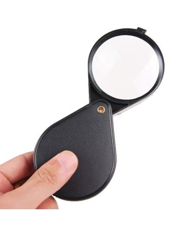 Glass Glass Mini Portable Folding HD Old Man Reading Glass Loupe (Color : Black) Good Times