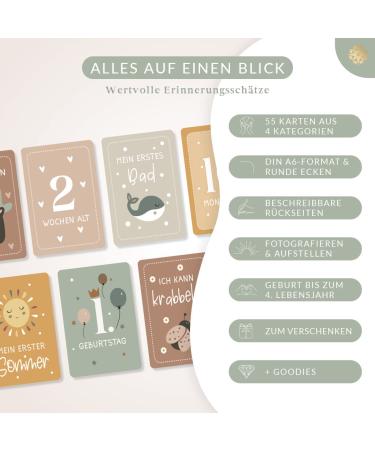 Life Compass Milestone Cards - 55 Magical Monthly Maps & Wooden Card Stand | Perfect Baby Shower Gift with Beautiful Packaging - Buy Online on GoSupps.com