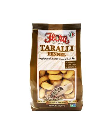 Taralli by Flora 8.5oz - Italian Snacks Cracker - All Natural Oven Baked - Savory Snack - Cholesterol Free - (Fennel)