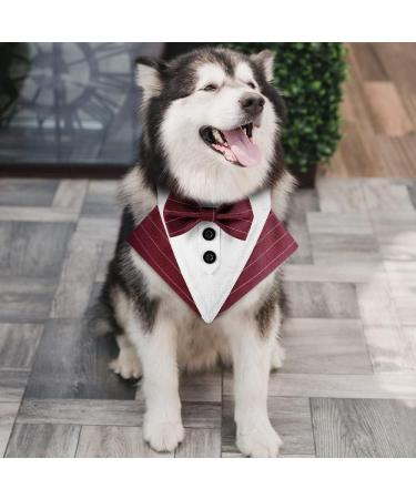 Mioyoow Adjustable Formal Dog Bandana Collar | Tuxedo Wedding Bib for Small & Medium Dogs - Stylish Pink Scarf with D-Ring - Buy Online on GoSupps.com