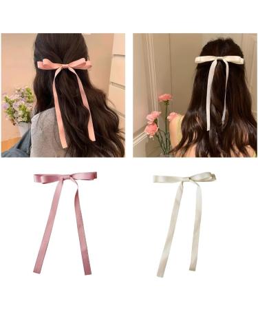 hgnxa Ribbon w Hair Clips for Women Girl Teens Kid Tassels Ribbon wknot Hair Clips with Long Tail Women Hair Accessories Black bow ribbon - Buy Online on GoSupps.com