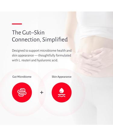 Oxiceutics Gut to Glow l reuteri probiotics by Author Dr. William Davis. Supports Gut-Skin-Axis with Marine Collagen & Hyaluronic Acid -Dr. formulated probiotics for Women - Buy Online on GoSupps.com