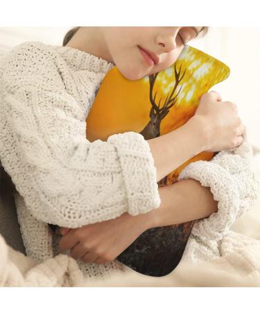 Shry Heat Bottle with Fluffy Cover - 2L Hot Water Bottle for Kids & Adults | Moose Forest Design for Cozy Nights & Pain Relief - Buy Online on GoSupps.com