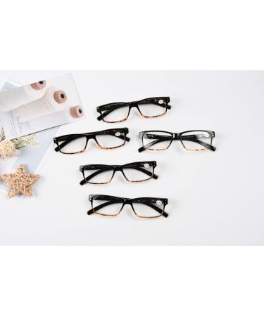 Eyekepper 5-Pack Classic Spring Hinge Reading Glasses - Stylish Black/Yellow Sun Readers with 1.25 Diopters Transparent Lens - International Shipping Available - Buy Online on GoSupps.com