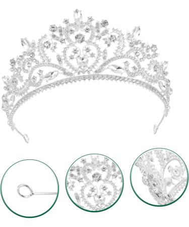 1pc Large Bridal Tiara Fashion Crystal Headwear Crown Hair Band Wedding Headband Crystal Headdress Crown Headband Bride Hair Bridal Headdress Bride Crown Crystal Crowns 16x16x8cm Silver - Buy Online on GoSupps.com