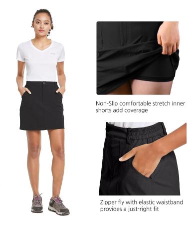 BALEAF Women's UPF 50 Outdoor Skort with Zip Pockets - Black, Large - Buy Online on GoSupps.com
