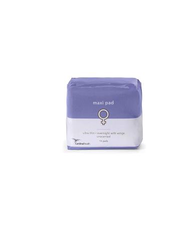 Cardinal Health FH-PADORG Maxi Pad Regular Absorbency Overnight Winged Adhesive Unscented Pack of 14