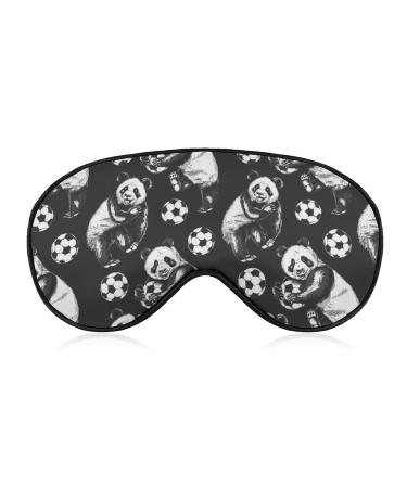 Pandas Sports Football Funny Eye Mask Soft Blindfold Cover Night Eyeshade with Adjustable Strap for Sleeping Travel