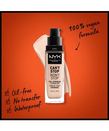 NYX Can't Stop Won't Stop Foundation - Light Porcelain 01.3, Full Coverage Matte Finish - 1 Fl Oz - Buy Online on GoSupps.com