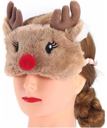 RAYNAG Set of 2 Cartoon Animal Plush Eye Masks - Cute Sleeping Blindfold Eye Covers (Brown/White) - Buy Online on GoSupps.com