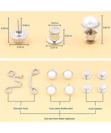 Qeuly 2 Sets Pant Waist Tightener Instant Jean Buttons - White Pearl | No Sewing Clips for Loose Jeans | Detachable Waistband Tightener - Buy Online on GoSupps.com