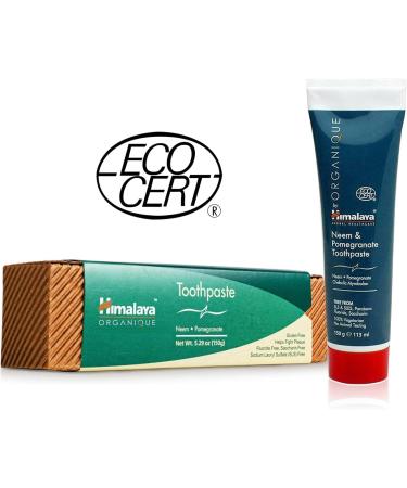 Himalaya Organique Neem & Pomegranate Toothpaste - Fluoride-Free Vegetarian 150g Pack of 2 | International Shipping Available - Buy Online on GoSupps.com