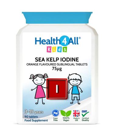 Health4All Kids Sea Kelp Iodine 75mcg Sublingual 90 Tablets (V) Vegan. Natural Iodine for Children Supports Learning and Growth Orange Flavoured Chewable Tablets 90 Count (Pack of 1) - Buy Online on GoSupps.com
