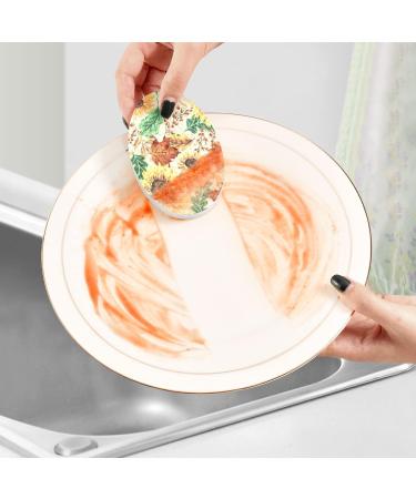 3-Pack Cleaning Kitchen Sponges Oval Sunflowers Autumn Maple Leaves Kitchen Cellulose Dishwashing Wood Pulp Cotton - Buy Online on GoSupps.com