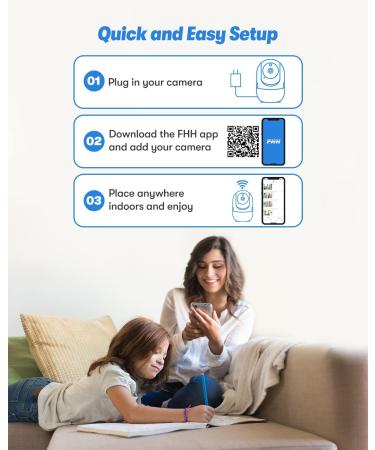 FHH 2K Security Camera for Home with Night Vision, Two-Way Audio & Motion Detection - Indoor WiFi Camera for Baby Monitor/Pet - Remote Control Phone APP - Buy Online on GoSupps.com