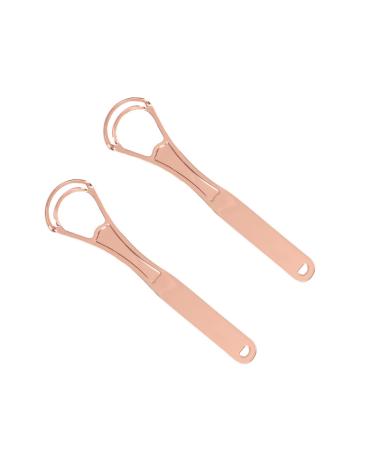 JOSALINAS 2PCS Tongue Cleaners Wide-head Double Blades Scrapers For Oral Care  Rose Gold Color