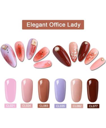 6pcs Lagunamoon Gel Nail Polish Set - Nude Pink Purple Wine Red Colors | Soak Off Manicure Kit for Elegant Office Lady | Salon-Grade Polish - 8ML - Buy Online on GoSupps.com