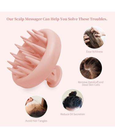Silicone Hair Scalp Massager Brush for Hair Growth & Dandruff Exfoliation - Wet/Dry Scalp Stimulator with Wall Hook - Light Pink - Buy Online on GoSupps.com