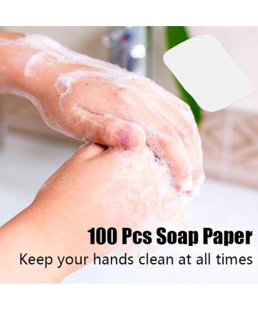 Pack of 100 White Soap Paper Sheets Portable Disposable Travel Soap Flakes for Outdoor & Personal Care - Buy Online on GoSupps.com
