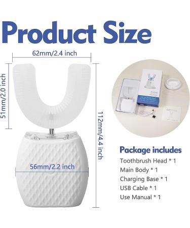 KORNIFUL U-Shaped Electric Toothbrush for Adults - 3 Cleaning Modes, Ultrasonic 360 Brushing - Oral Cleaning & Whitening, Rechargeable - Travel & Home Use (White) - Buy Online on GoSupps.com