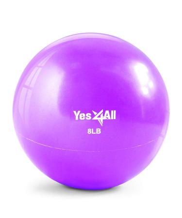 Yes4All Toning Ball (Marble/Diamond Grip/Smooth) - Soft Weighted Medicine Ball for Pilates, Yoga and Fitness G. 8lbs - Purple Smooth