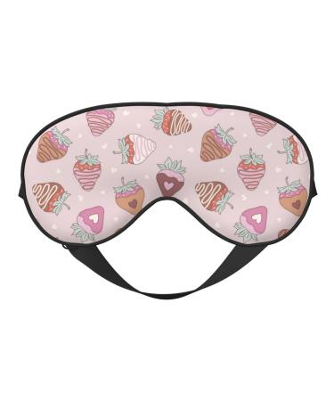 Strawberry Cake Print Sleep Eye Mask Blindfold with Elastic Strap Headband Soft Eye Cover Eyeshade for Night Sleeping Travel
